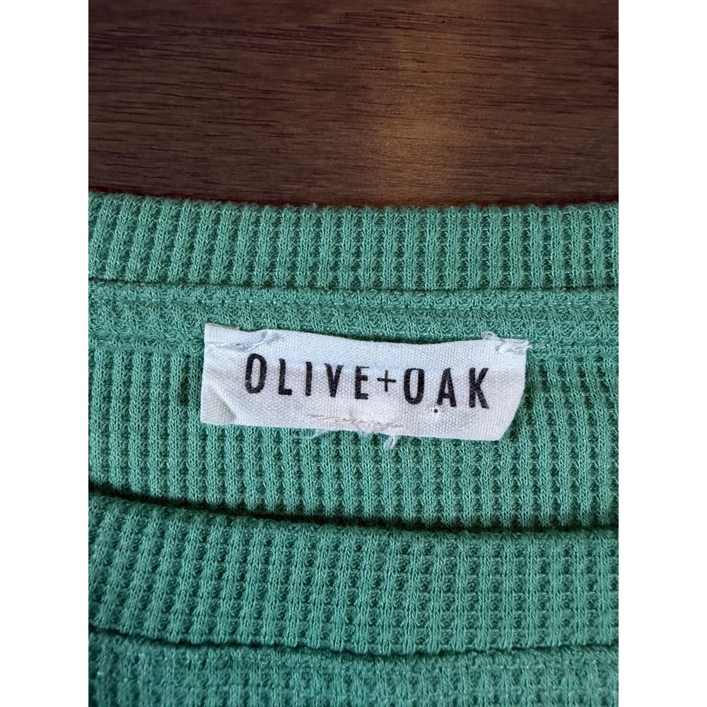 Olive + Oak Mint Green Waffle Knit Short Sleeve Pocket Top LS5K15715BK Womens L - Picture 2 of 7